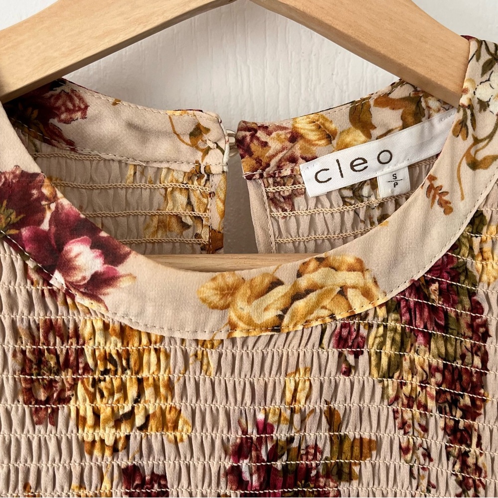 CLEO-Floral Smocked Blouse | Long Sleeve Sheer Boho Top | Size Small - Picture 3 of 14